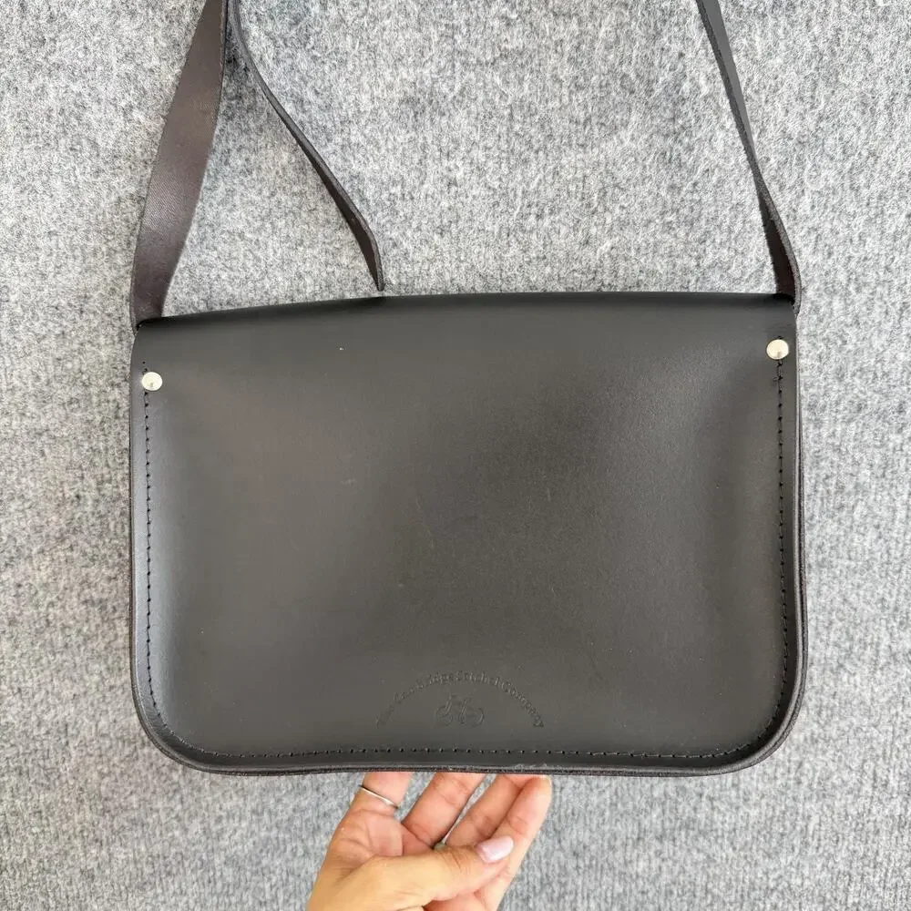 The Cambridge Satchel Black Leather Crossbody Bag Messenger Buckle JX Monogram